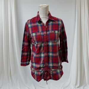 Hollister flannel shirt women’s size Large Tie Waist Y2K